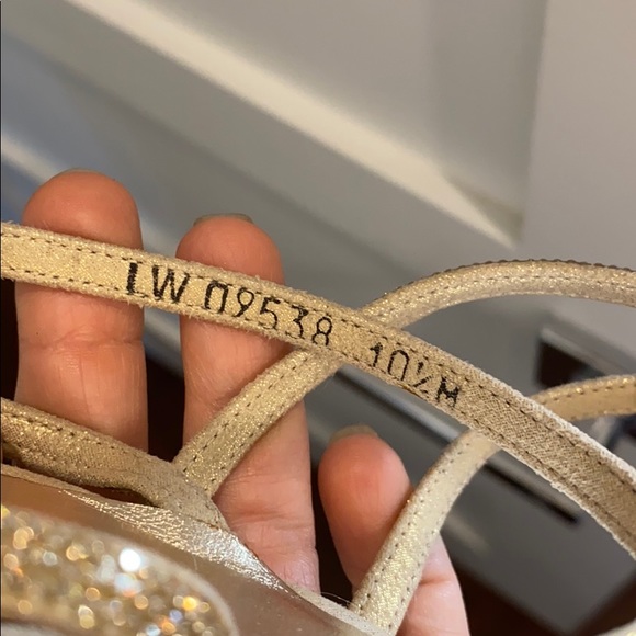 NWOT Stuart Weitzman Gold Sparkle Heels - Picture 6 of 11